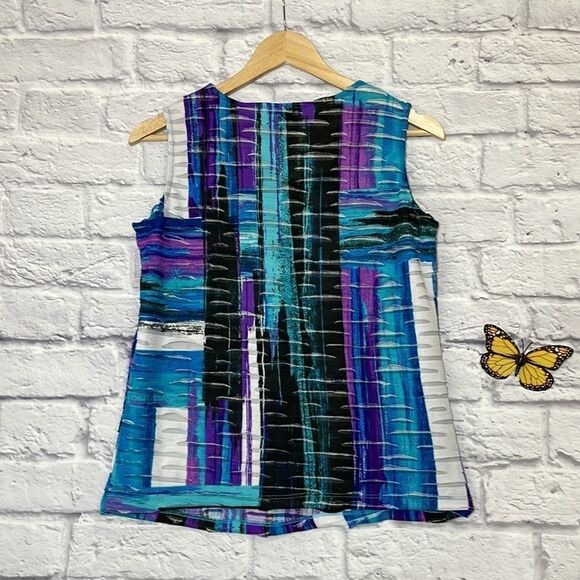 Allison Daley Abstract Multi-Color Print Sleeveless Top Size Small - Picture 6 of 10